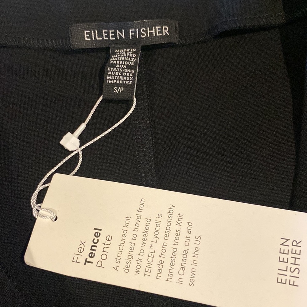 Eileen Fisher Black Tencel Ponte V-Neck Dress S NEW - Picture 6 of 6